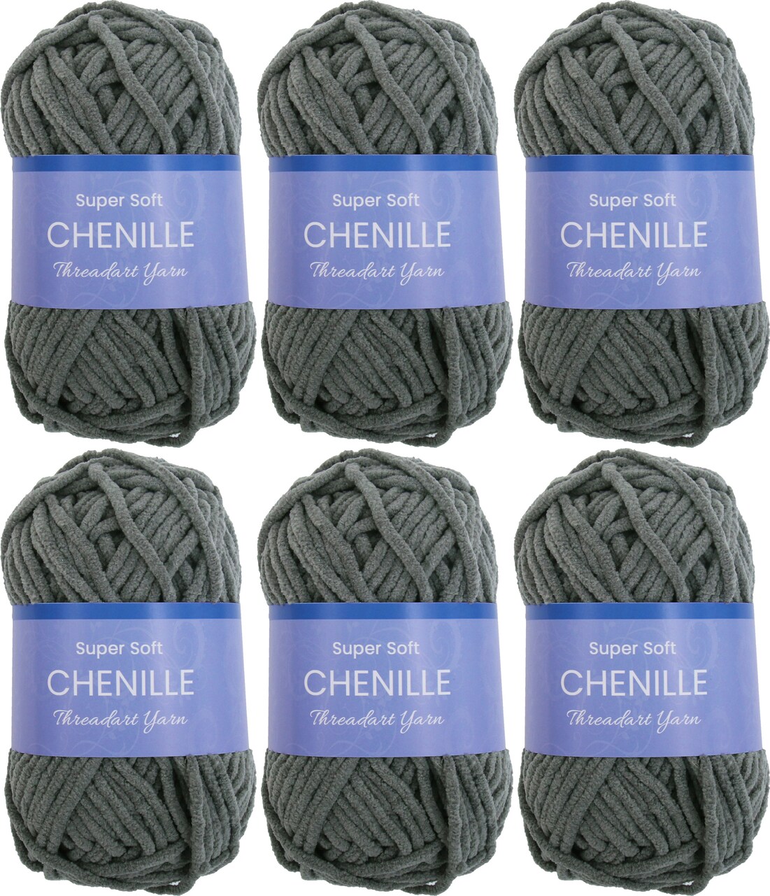 ThreadArt #5 Chenille Yarn for Crocheting, Knitting, Amigurumi, Super Soft Plush Velvet Yarn - 50 Gram 60 yds Fluffy Yarn Skeins
